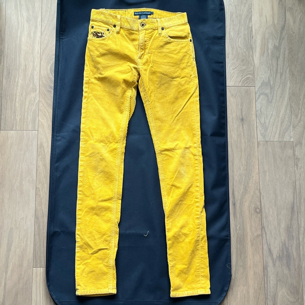 VTG Ralph Lauren Mustard Skinny Corduroy Jeans Size 2